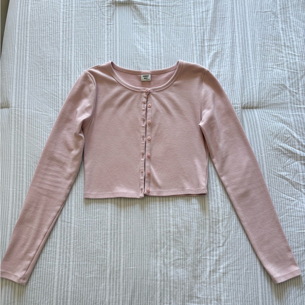 Sunday Best Aritzia Pink Cropped Cardigan